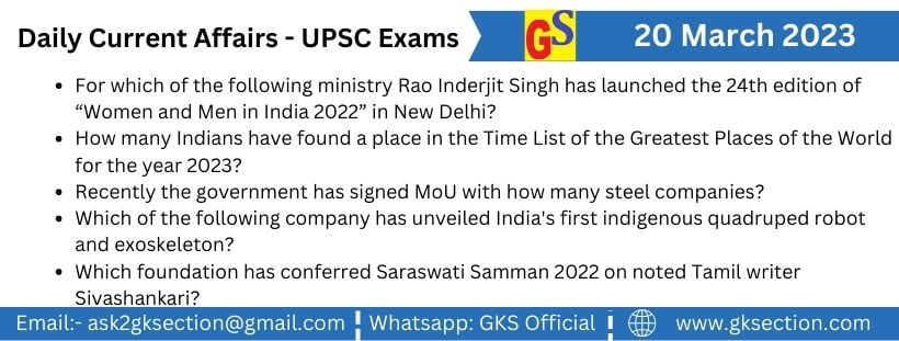 20 March 2023 Daily Current Affairs For Upsc Exams 8754